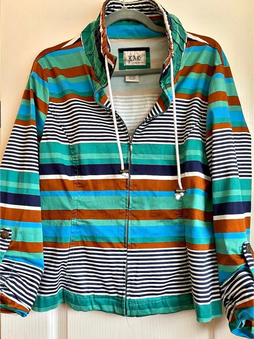 L.A.L. Striped Jacket in Green & Blue XL Like New